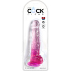 king cock clear penis realiste avec boules 16 5 cm rose