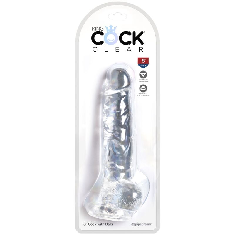 king cock clear penis realiste avec boules 16 5 cm transparent