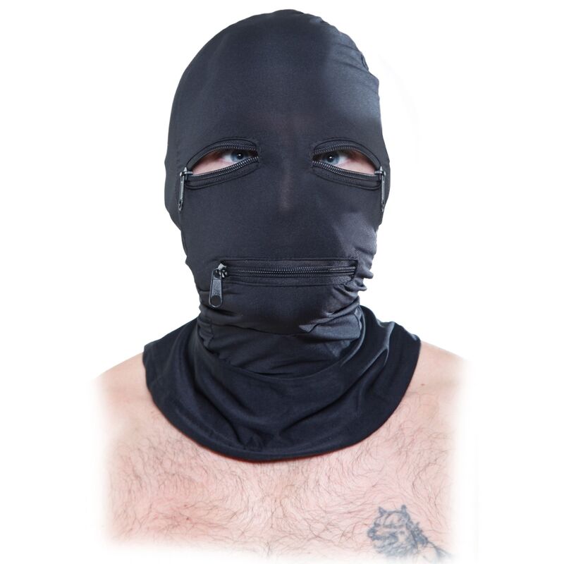 Cagoule fétichiste zippée yeux et bouche — vue principale