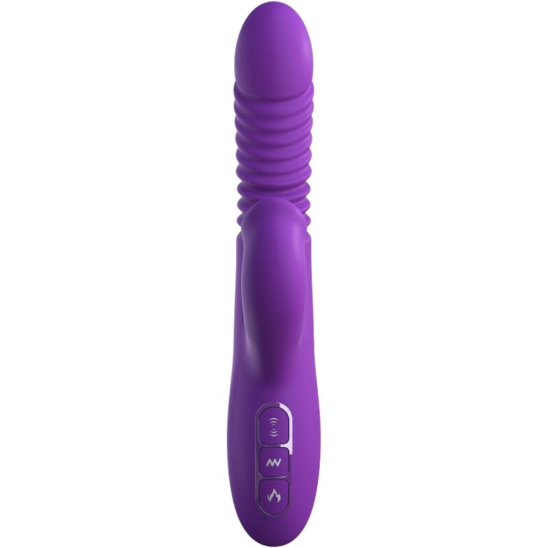 Vibrateur Stimulate-Her violet, vue de face avec les boutons de commande visibles sur la tige