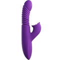 Vibrateur Stimulate-Her violet, vue de face, tige spiralée et bras clitoridien à picots