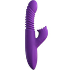 Vibrateur Stimulate-Her violet, vue de face, tige spiralée et bras clitoridien à picots
