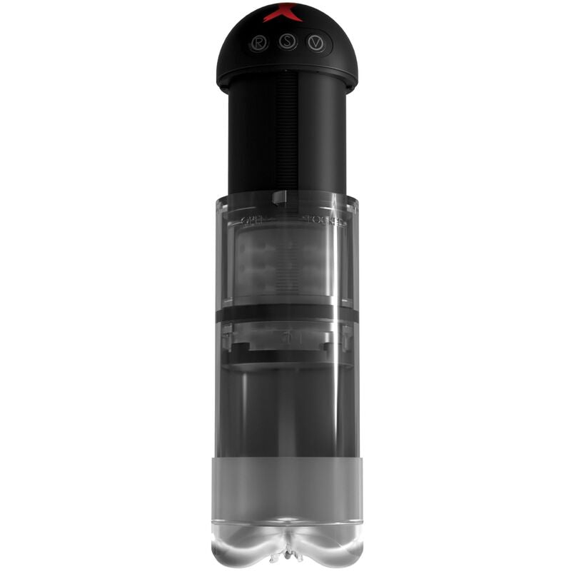 Extender Pro PDX Elite debout, tube transparent avec réglet OPEN-LOCKED et capuchon noir à boutons