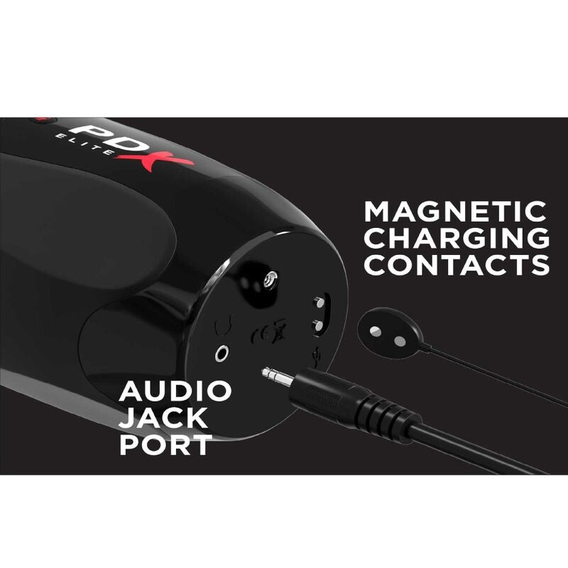 Gros plan sur le port de connexion de l'Ultimate Milker 2 : prise audio jack et contacts de charge magnétiques