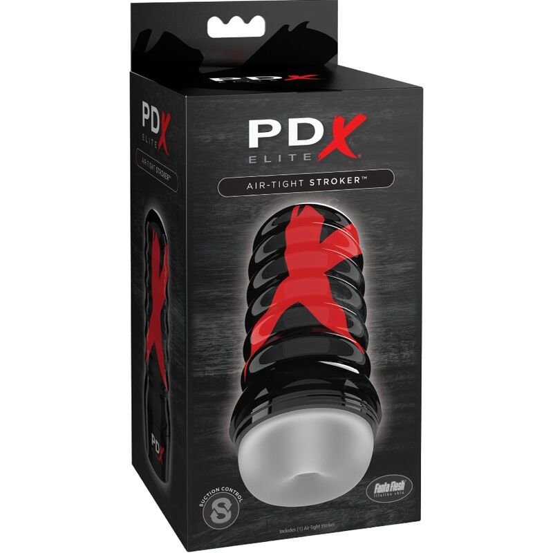 Emballage de l'Air-Tight Stroker PDX Elite avec mentions suction control et Fanta Flesh