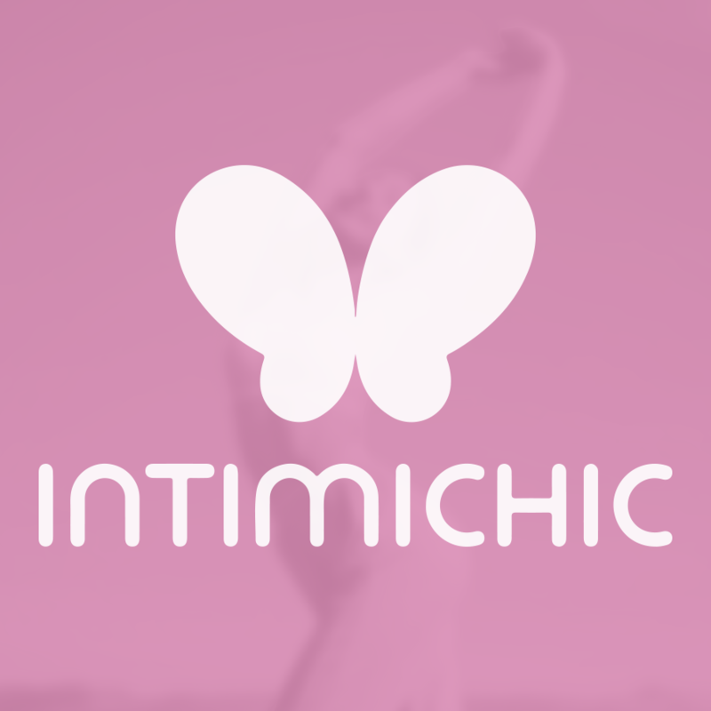Visuel de marque Intimichic Pelvis Health II avec logo papillon blanc, univers du renforcement pelvien et du bien-etre intime feminin.