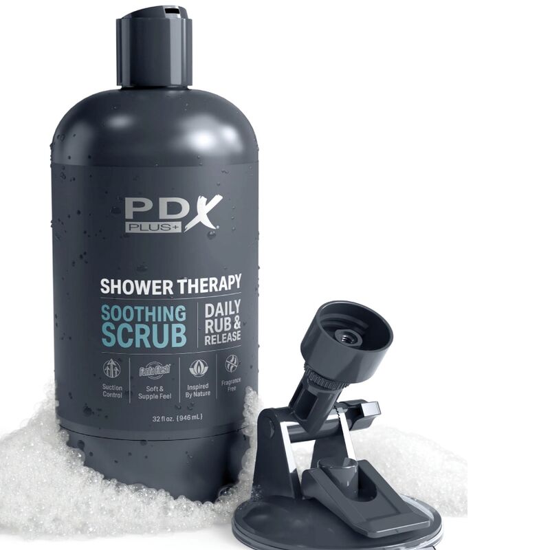 Masturbateur camouflé en flacon de shampoing texturé — détail texture surface