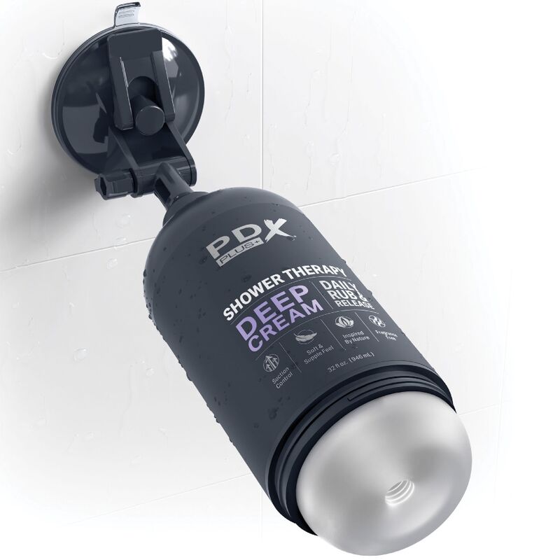 Masturbateur discret format flacon avec ventouse — vue de profil
