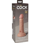 Boite King Cock Elite Six Inch Silicone Cock teinte claire, autre angle de l'emballage avec le gode realiste bi-densite et logo Pipedream.