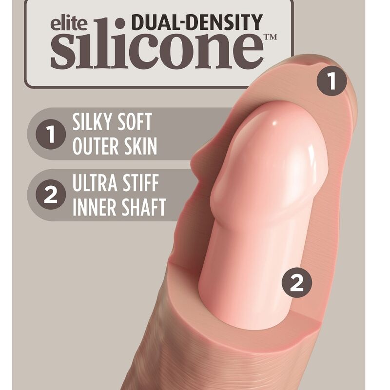 Gode réaliste silicone double densité King Cock Elite — vue de profil