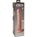 Emballage King Cock Elite dix pouces, visuel d'un gode silicone realiste a gland et veines sur fond brun, mention dual density.