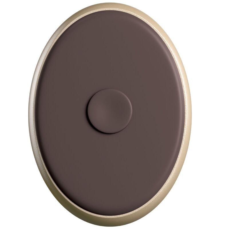Disque Body Dock King Cock Elite vu de dessus, support de fixation rond cuivre a gros bouton central, rechargeable par le meme cable que le gode silicone vibrant, accessoire sans anatomie.