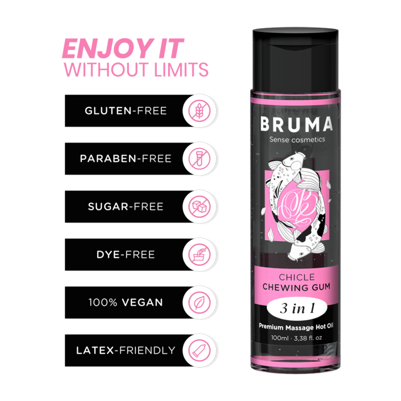 Huile de massage Bruma effet chaleur saveur bubblegum 100 ml
