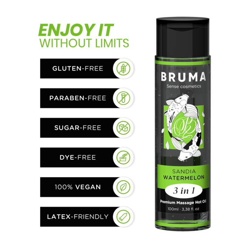 Huile de massage Bruma effet chaleur saveur pastèque 100 ml