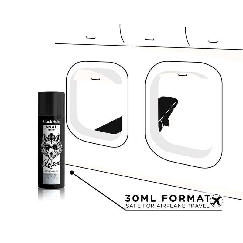 Lubrifiant anal Black Hole format 30 ml présenté pour le voyage