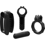 Kit Vibe Endurance Bathmate en silicone noir avec manchon masturbateur, stimulateur de gland, anneau penien-testiculaire et balle vibrante IPX7 rechargeable