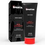 Tube Spartan Man Enhancer devant son emballage, gel virilité 100% vegan 40 ml
