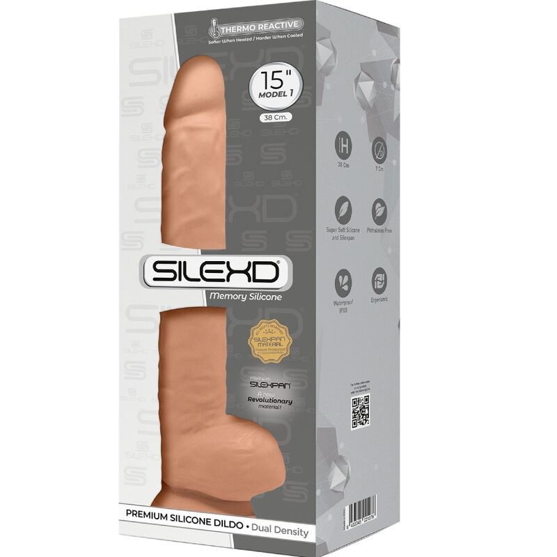 Gode réaliste SILEXD Modèle 1 SILEXPAN double densité — Chair — 38 × 7 cm