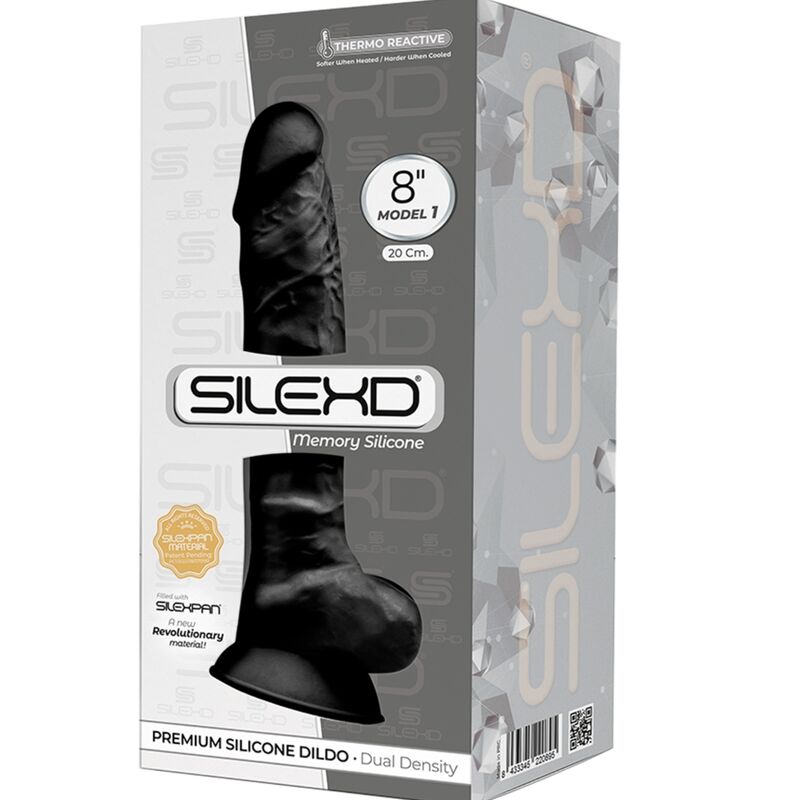 Gode réaliste SILEXD Modèle 1 SILEXPAN double densité — Noir — 20 × 4.5 cm