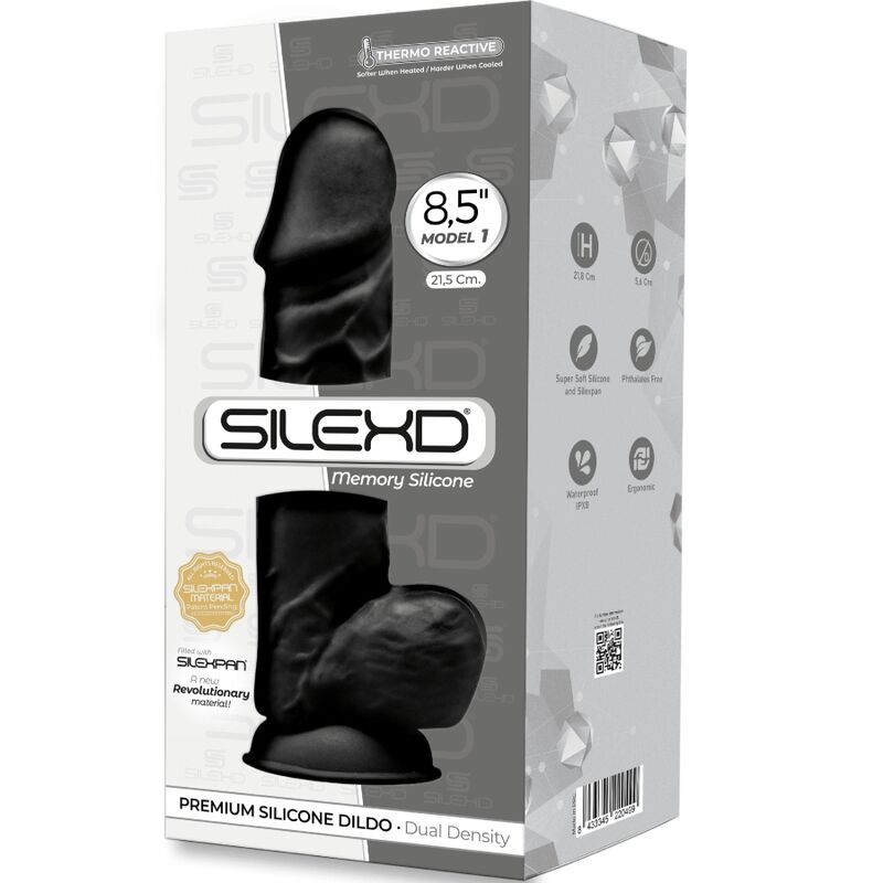 Gode réaliste SILEXD Modèle 1 SILEXPAN double densité — Noir — 21.5 × 5.1 cm