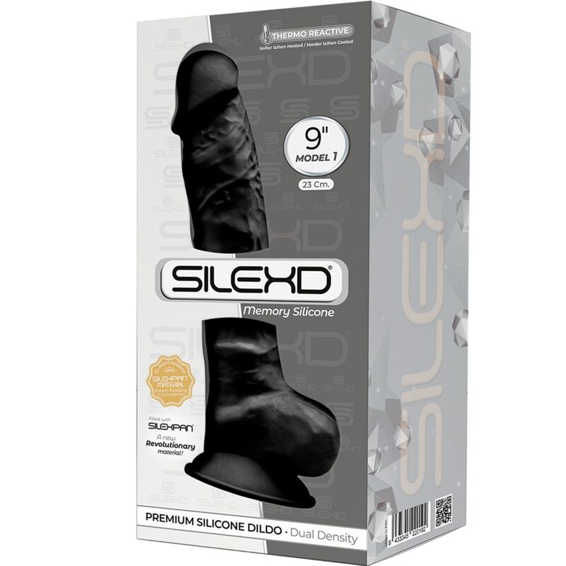 Gode réaliste SILEXD Modèle 1 SILEXPAN double densité — Noir — 23 × 4.7 cm