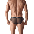 Slip homme cuir et mesh noir Ares — détail produit