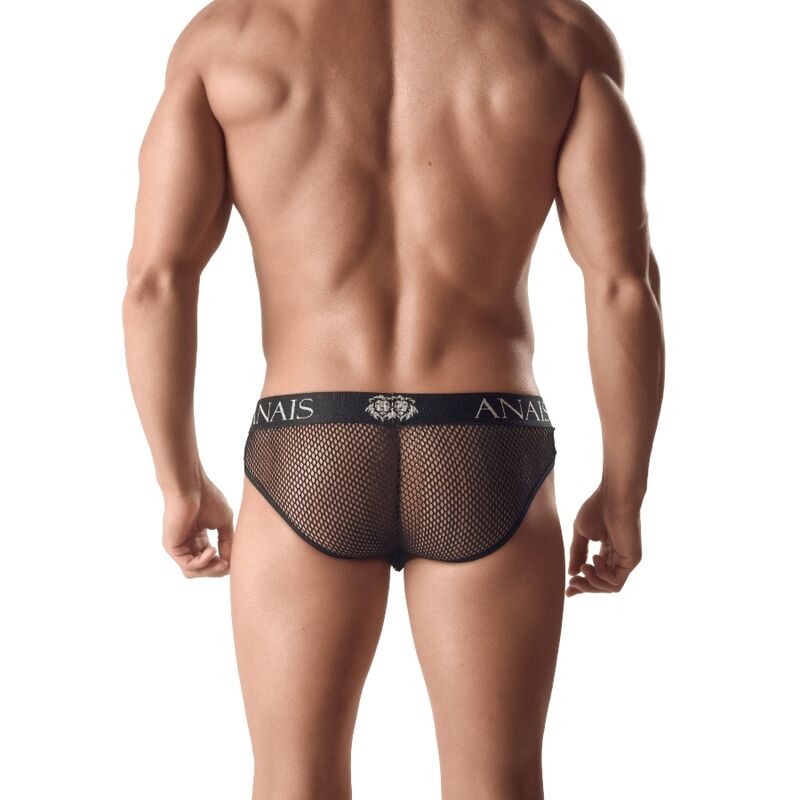 Slip homme cuir et mesh noir Ares — vue de dos
