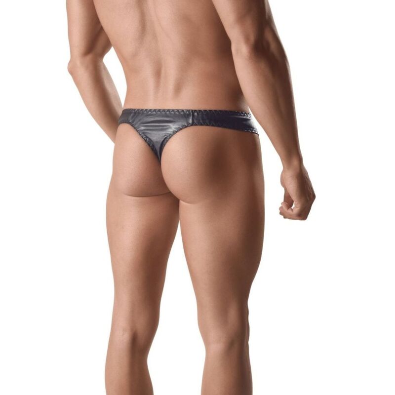 String homme cuir noir Ares — détail produit