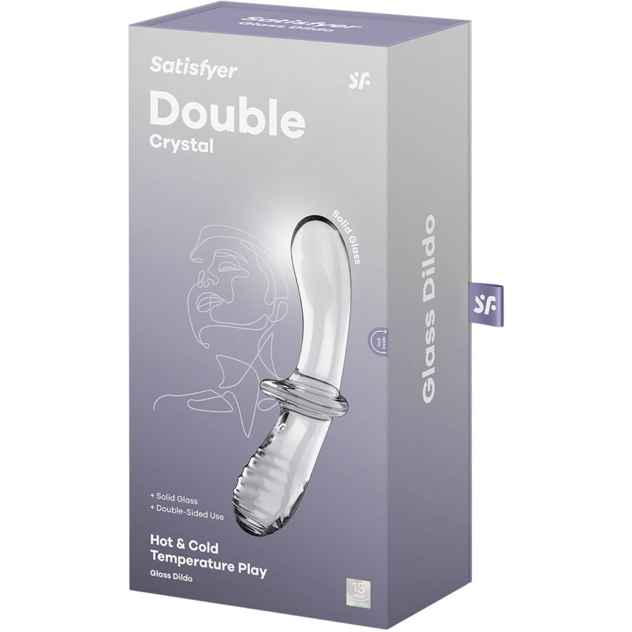 Gode double cristal en verre borosilicate — détail texture surface
