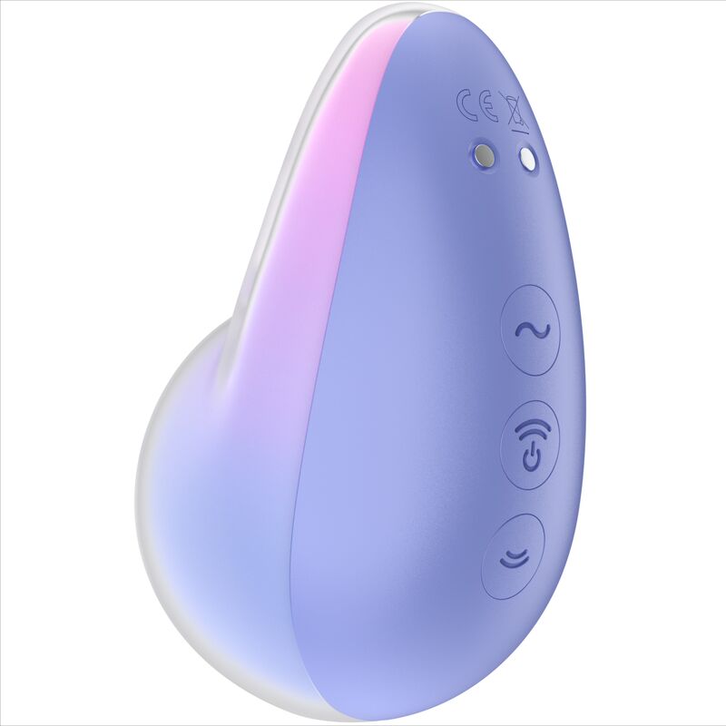 Satisfyer Pixie Dust degrade lilas et rose avec touches vague marche et chaleur en silicone, galet ergonomique, stimulateur clitoridien air pulse.