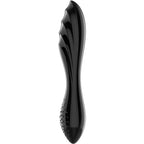 Gode en verre borosilicate noir Dazzling Crystal 1, surface torsadée brillante et base pointillée. Sextoy verre massif Satisfyer de 15,5 cm, chaud-froid.