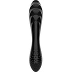 Gode verre noir Dazzling Crystal à texture nouée superposée et reflets profonds. Sextoy en verre massif Satisfyer, double texture rainurée et nouée.