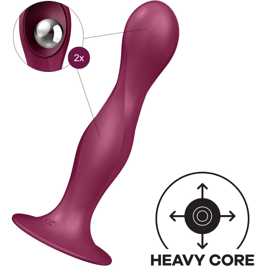 Gode silicone Double Ball-R avec balles lestées — vue de profil