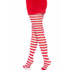 Collants voile rayés rouge et blanc — vue de profil