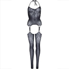 Combinaison résille dentelle dos nu élégante — vue de dos