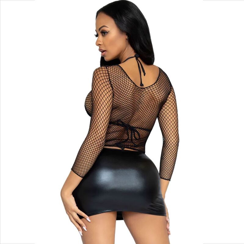 Haut lingerie résille manches longues Leg Avenue — vue de profil