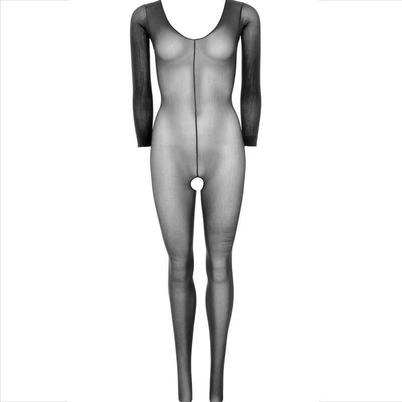 Combinaison résille manches longues noire — détail texture surface