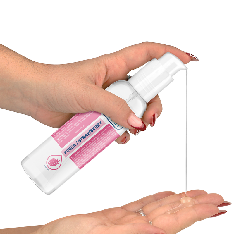 Lubrifiant gourmand fraise base eau grand format — vue de profil