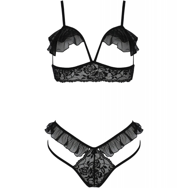 Ensemble lingerie dentelle Dolly soutien-gorge et string — vue de profil