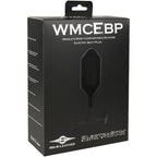 Boite noire WMCEBP ElectraStim x Mr S Leather presentant le plug anal silicone electro le plus confortable, illustration du plug bipolaire a base a ailettes.