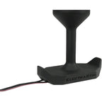 Plug anal WMCEBP ElectraStim vu de dessous, base large a ailettes avec cable conducteur rouge et noir sortant, electrode bipolaire lourde pour electrostimulation.