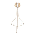 Tour de cou Desir Metallique dore Bijoux Indiscrets avec chaines pendantes, vue complete du bijou de corps en maille metallique souple a porter sur la peau