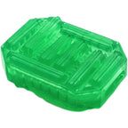 Dé masturbateur Tenga Uni Émeraude en silicone souple vert translucide, vue de trois quarts montrant la texture en relief géométrique de ce stimulateur unisexe discret de 9 cm.
