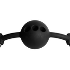 Bâillon-balle en silicone respirant — détail texture surface
