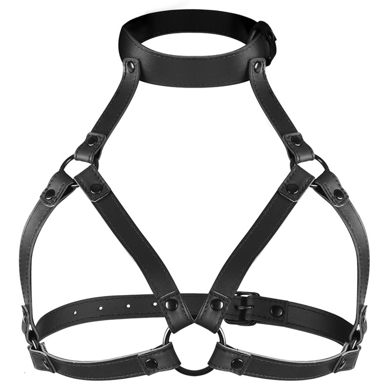 Harnais poitrine réglable cuir synthétique — vue de dos