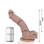 Gode realiste Mr Intense compare a une canette, cotes gland 3,6 cm et longueur 19,8 cm, fut chair veine courbe et testicules moules