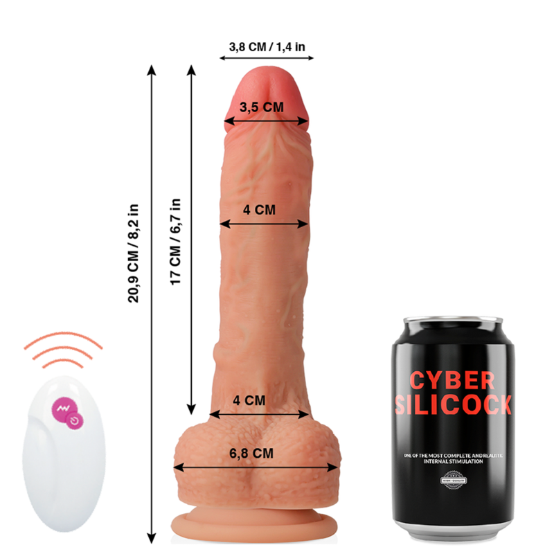 Gode réaliste télécommandé rotation et va-et-vient avec vent — détail produit