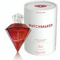 Parfum aux phéromones unisexe Matchmaker Red Diamond, flacon facette rouge devant sa boite blanche, fragrance enveloppante jasmin pamplemousse ambre a porter a deux, 30 ml.