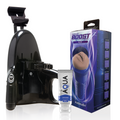 Coffret masturbateur bouche Fleshlight Boost en etui bleu avec lubrifiant Aqua, boite illustrant l'orifice oral realiste et la texture interne nervuree, base eau incluse.