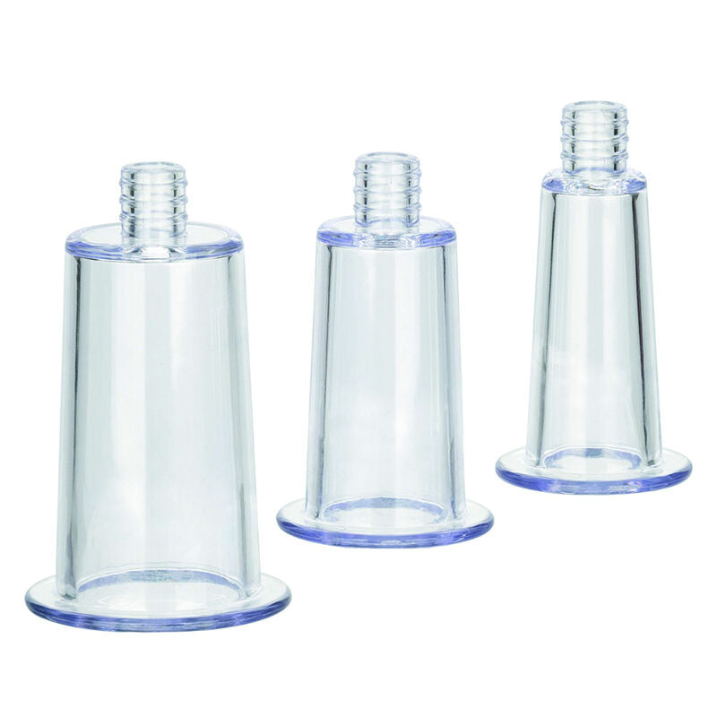 Les trois cylindres transparents du kit Boundless, sans anneau, vue d'ensemble